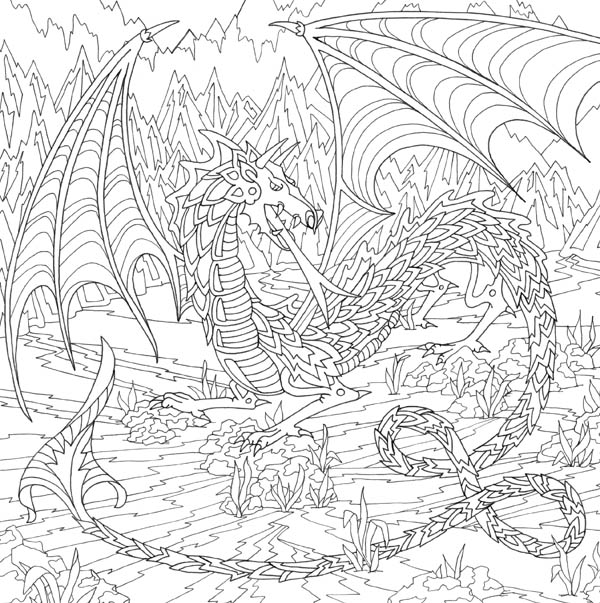 Сложные раскраски с Драконами на Новый год 2024