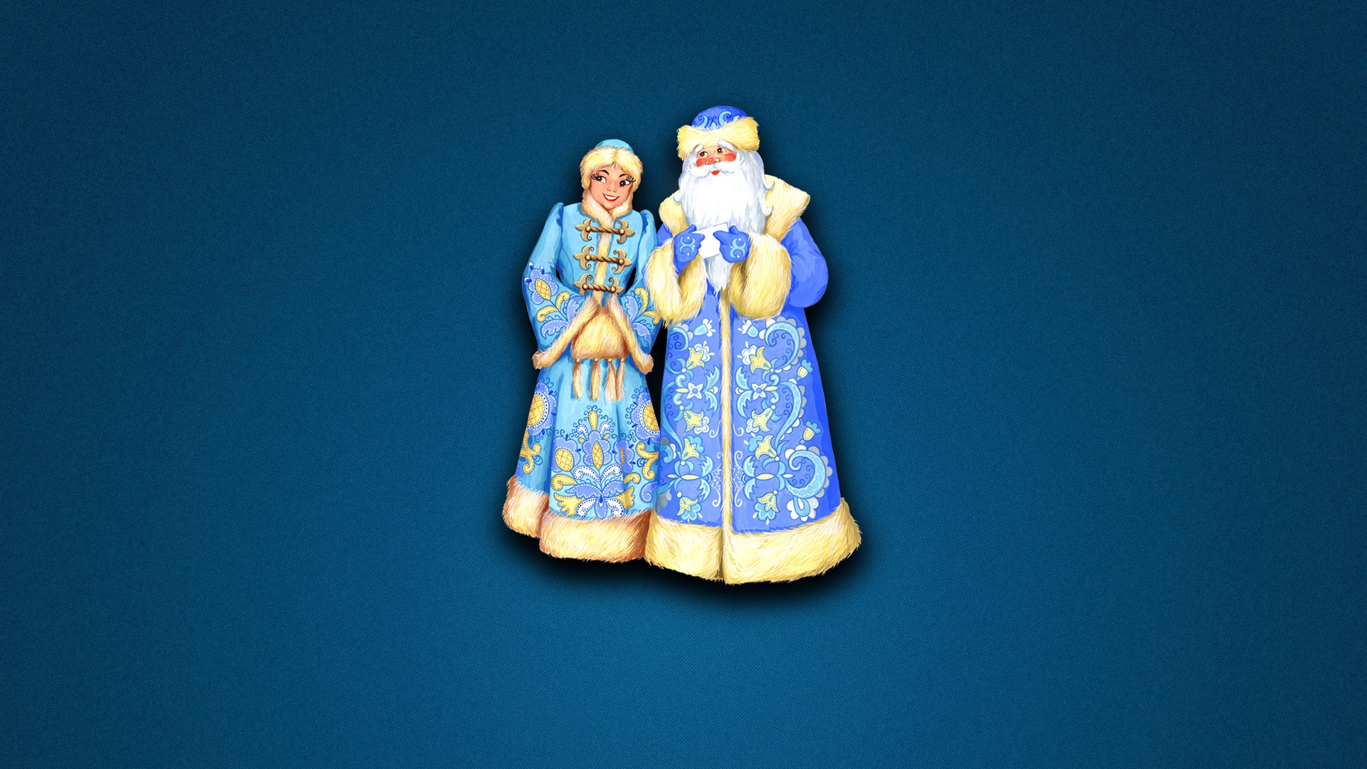 Обои на рабочий стол с Дедом Морозом и Снегурочкой 2024