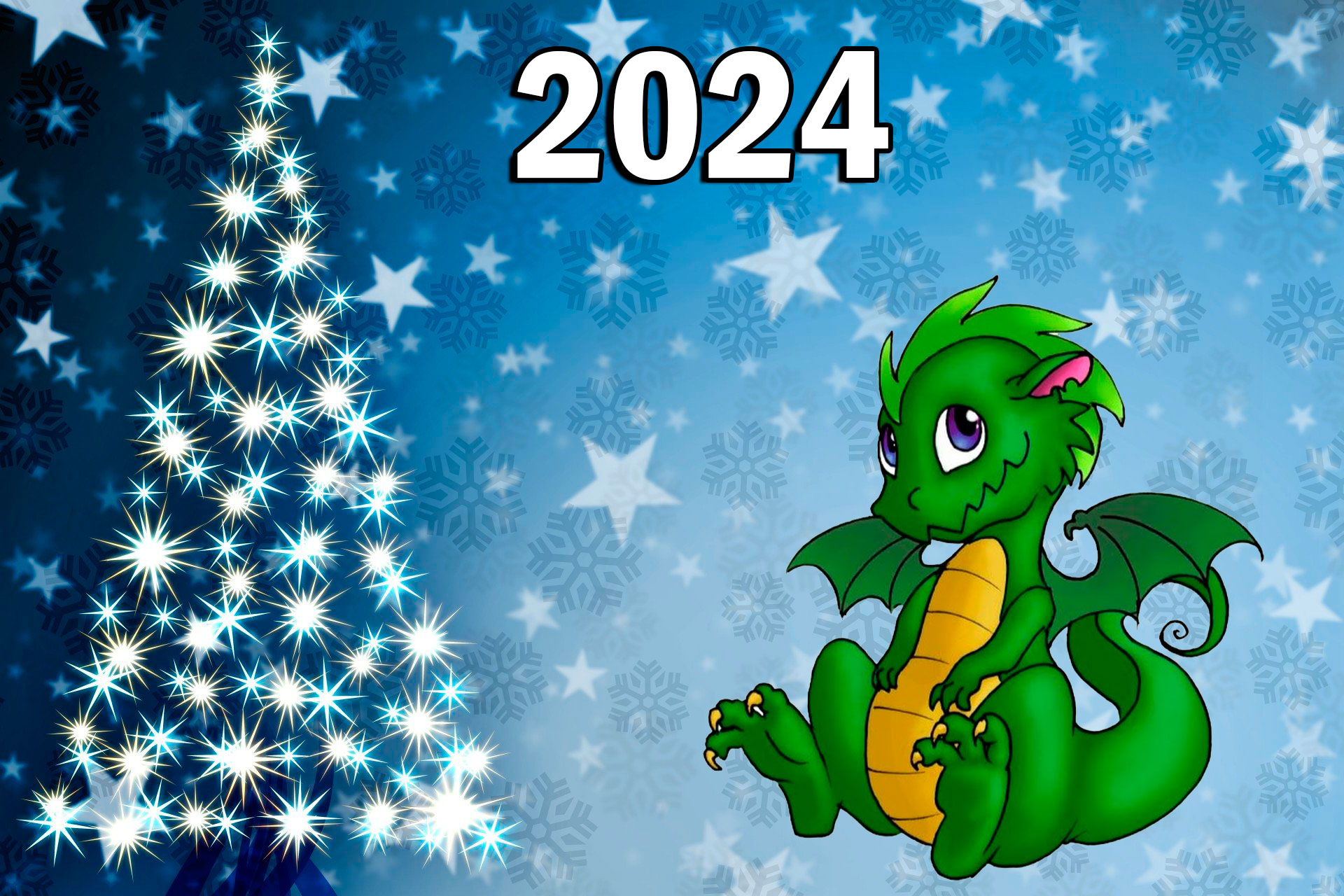 Красивые новогодние картинки с символом 2024 года - Драконом