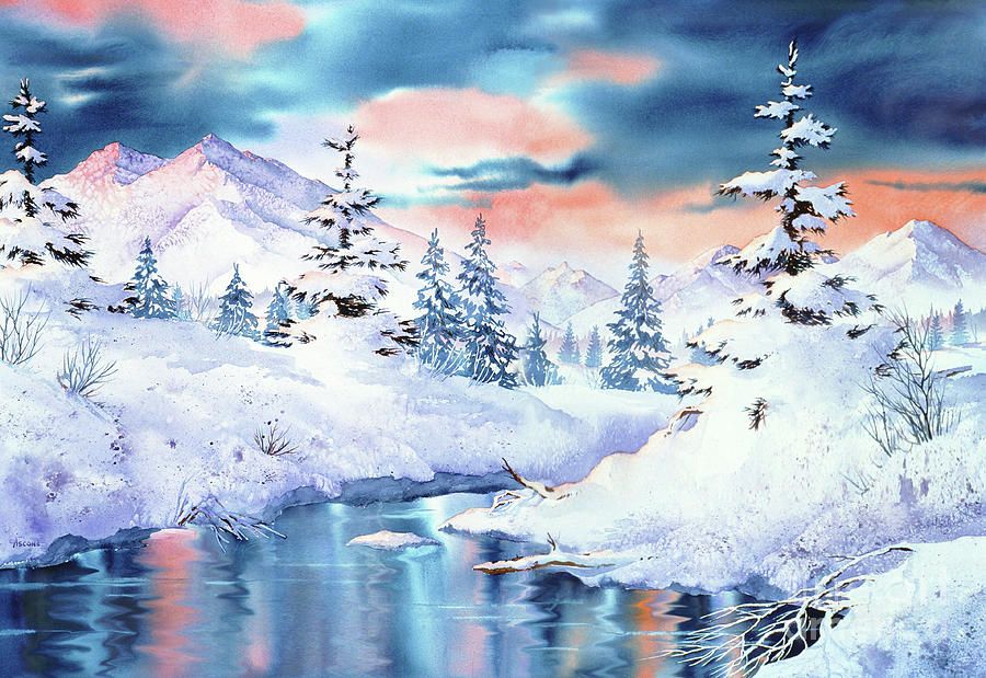 Красивые рисунки с зимними пейзажами