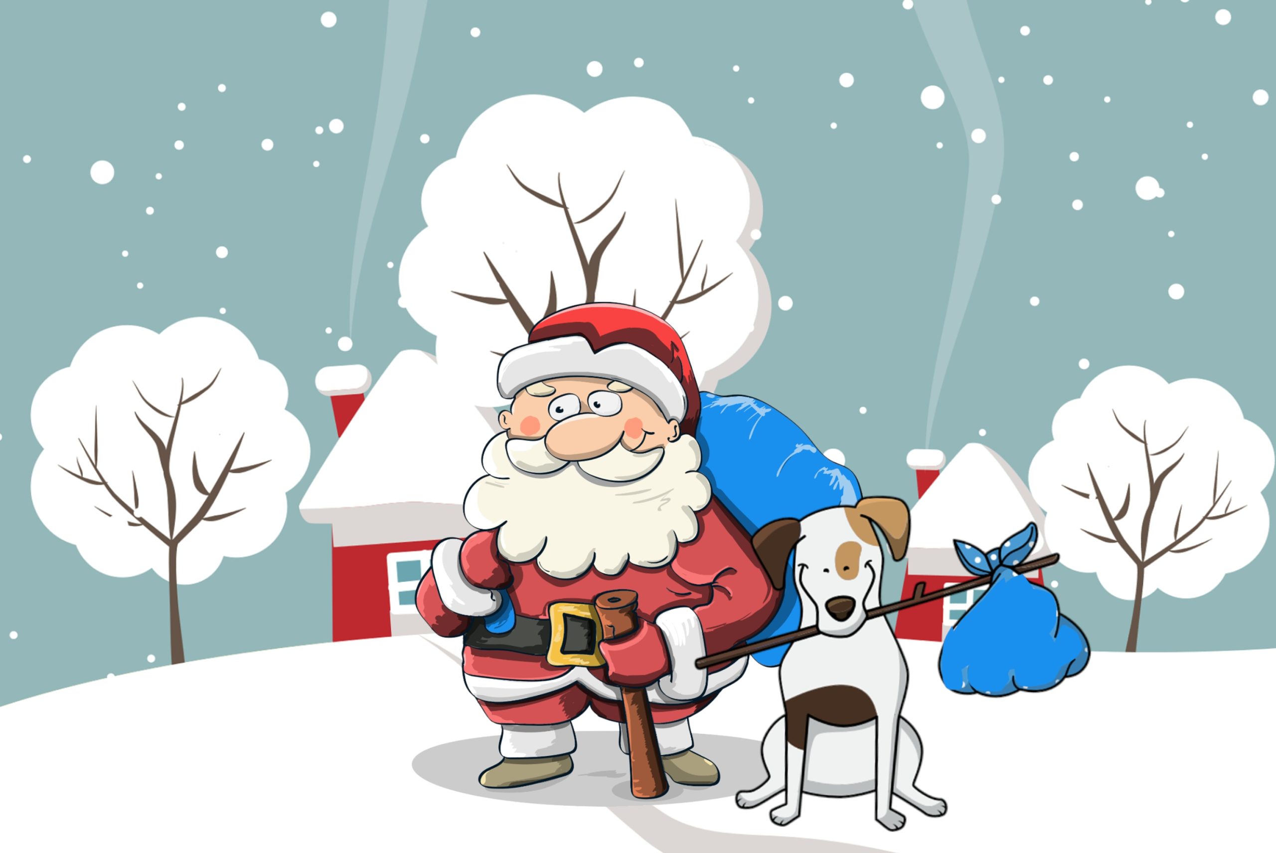 Новогодние картинки с Дедом Морозом и Санта Клаусом