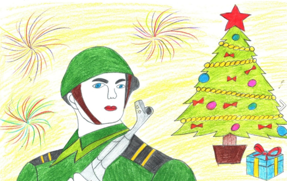 Новогодние рисунки солдатам для срисовки