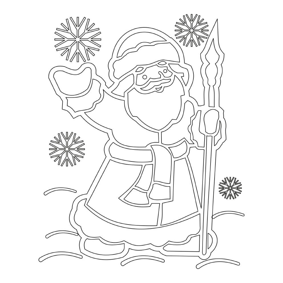 Трафареты на окна для вырезания – Дед Мороз